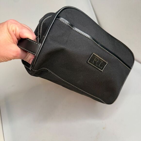 RL Ralph Lauren Black Travel Toiletry Cosmetic Bag 10" x 6" x 5" - Picture 4 of 16